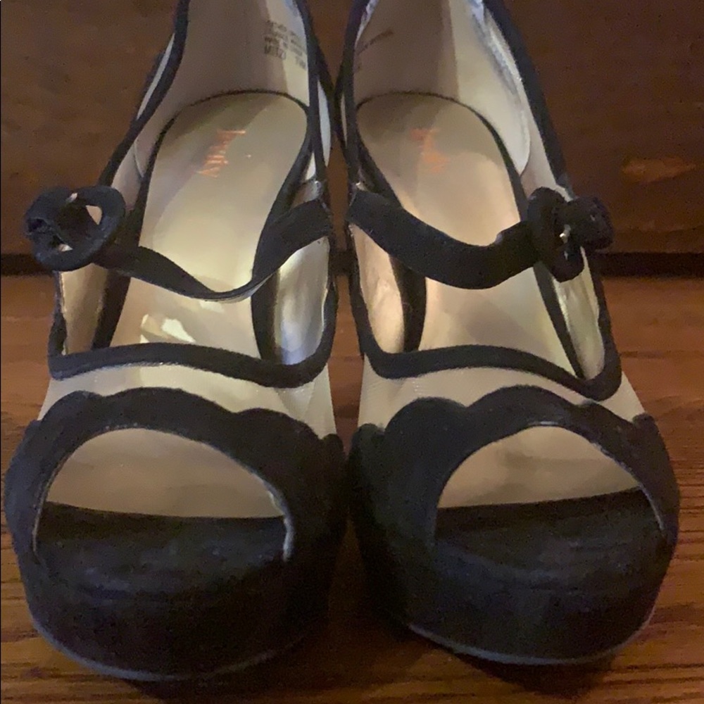 Black Velvet and Mesh Heels